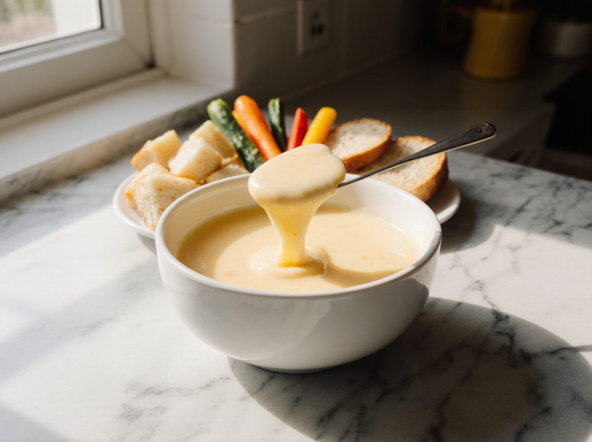 Lecker Käsefondue im Airfryer zubereitet.