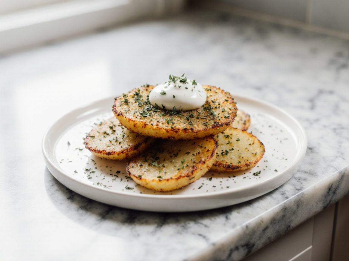 Leckere Kartoffelrösti aus der Heißluftfritteuse, knusprig und gesund zubereitet.