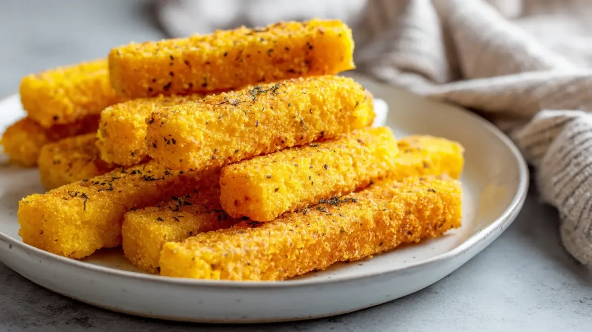 Knusprige Polenta-Sticks mit Kräuterquark im Airfryer