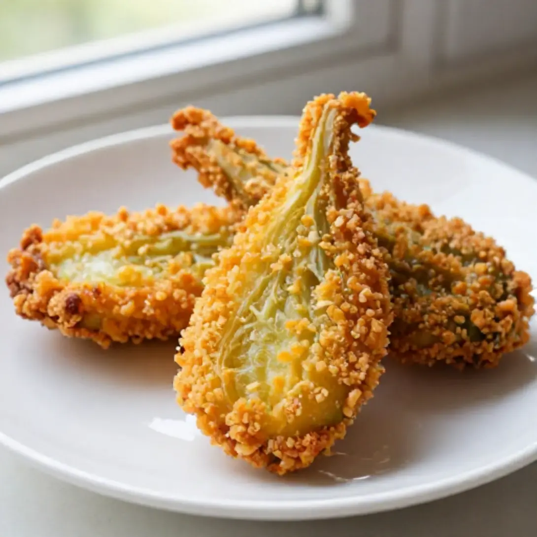 Kohlrabi-Schnitzel, ein leichter Genuss aus dem Airfryer.