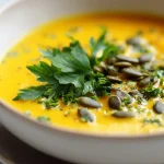 Leckere Kürbis-Ingwer-Suppe im Airfryer zubereitet.