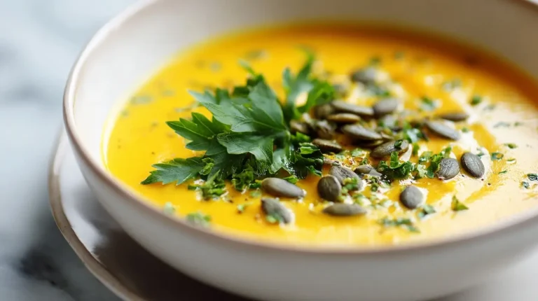 Leckere Kürbis-Ingwer-Suppe im Airfryer zubereitet.
