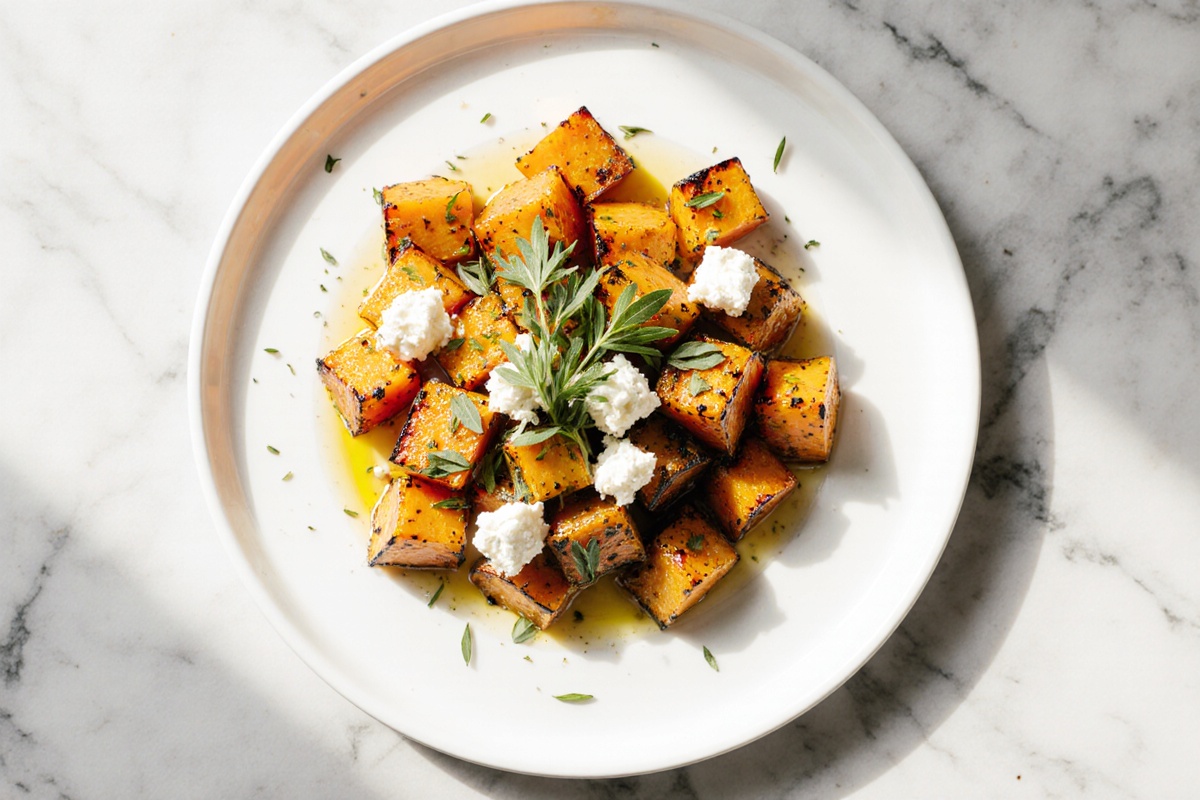 Kürbis mit Feta aus der Heißluftfritteuse