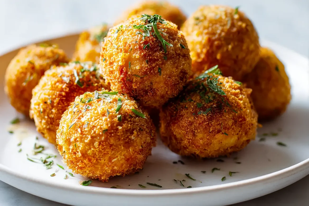 Kürbis-Risotto-Bällchen im Airfryer, perfekt für eine herbstliche Mahlzeit.