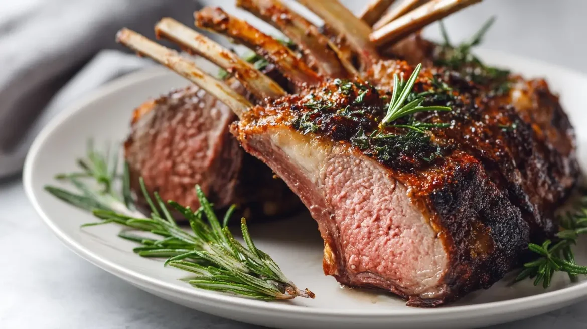 Lammrack zubereitet im Airfryer für ein köstliches Gericht.