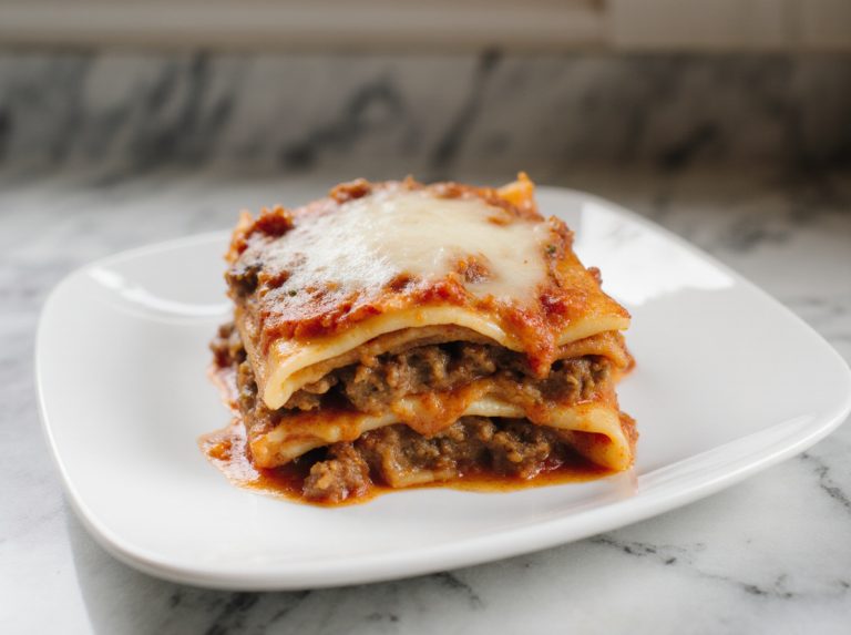 Lasagne aus der Heißluftfritteuse Leckere Lasagne aus der Heißluftfritteuse frisch zubereitet.