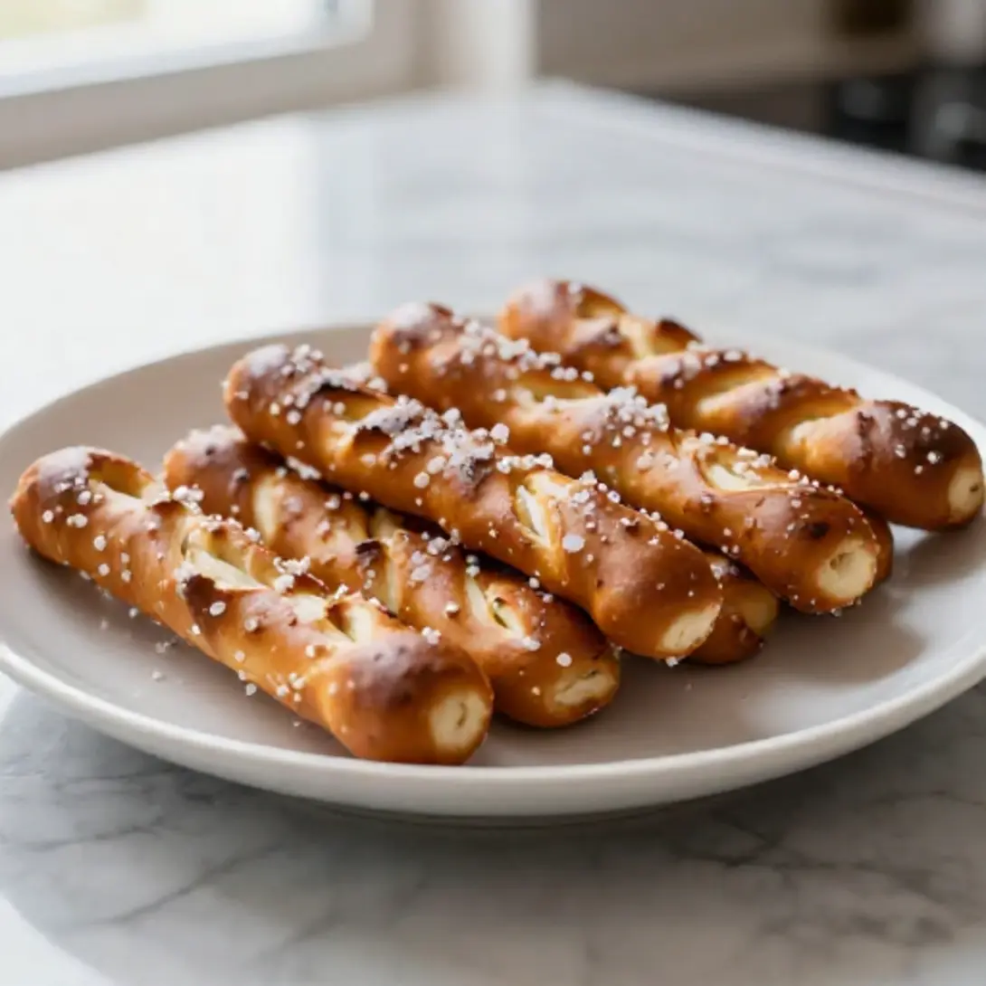 Laugenstangen aus der Heißluftfritteuse in verschiedenen Variationen.
