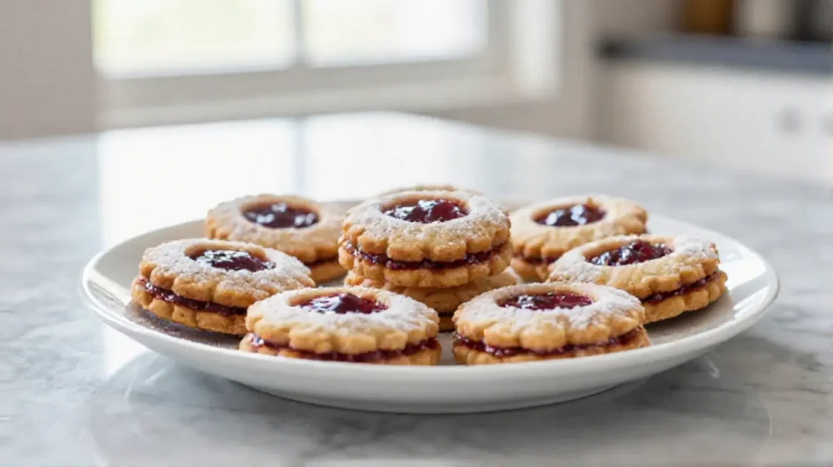 Leckere Linzer Plätzchen im Airfryer zubereitet.