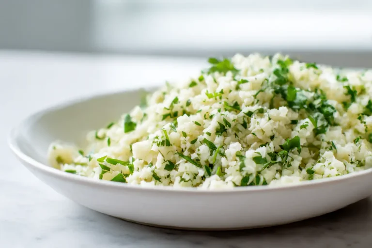Leckeres Low-Carb Blumenkohl-Reis, zubereitet im Airfryer für gesunde Mahlzeiten.