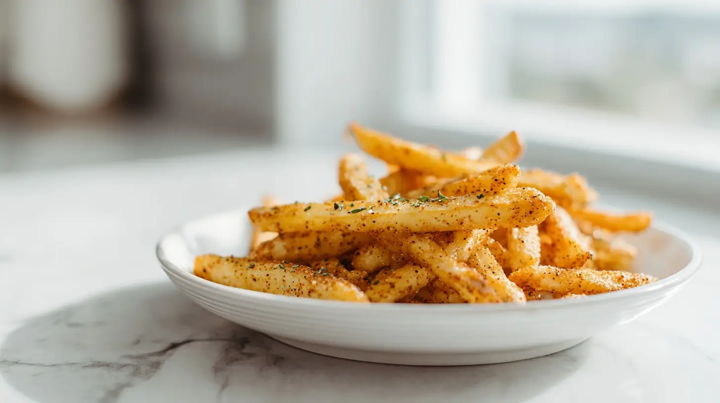 Leckere Mandelmehl-Fritten, perfekt zubereitet in der Heißluftfritteuse.