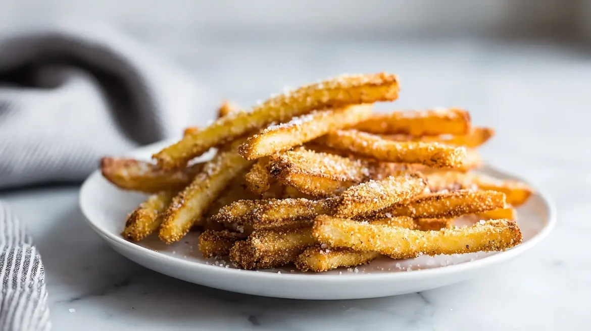 Mandelmehl-Fritten in der Heißluftfritteuse, lecker und gesund zubereitet.