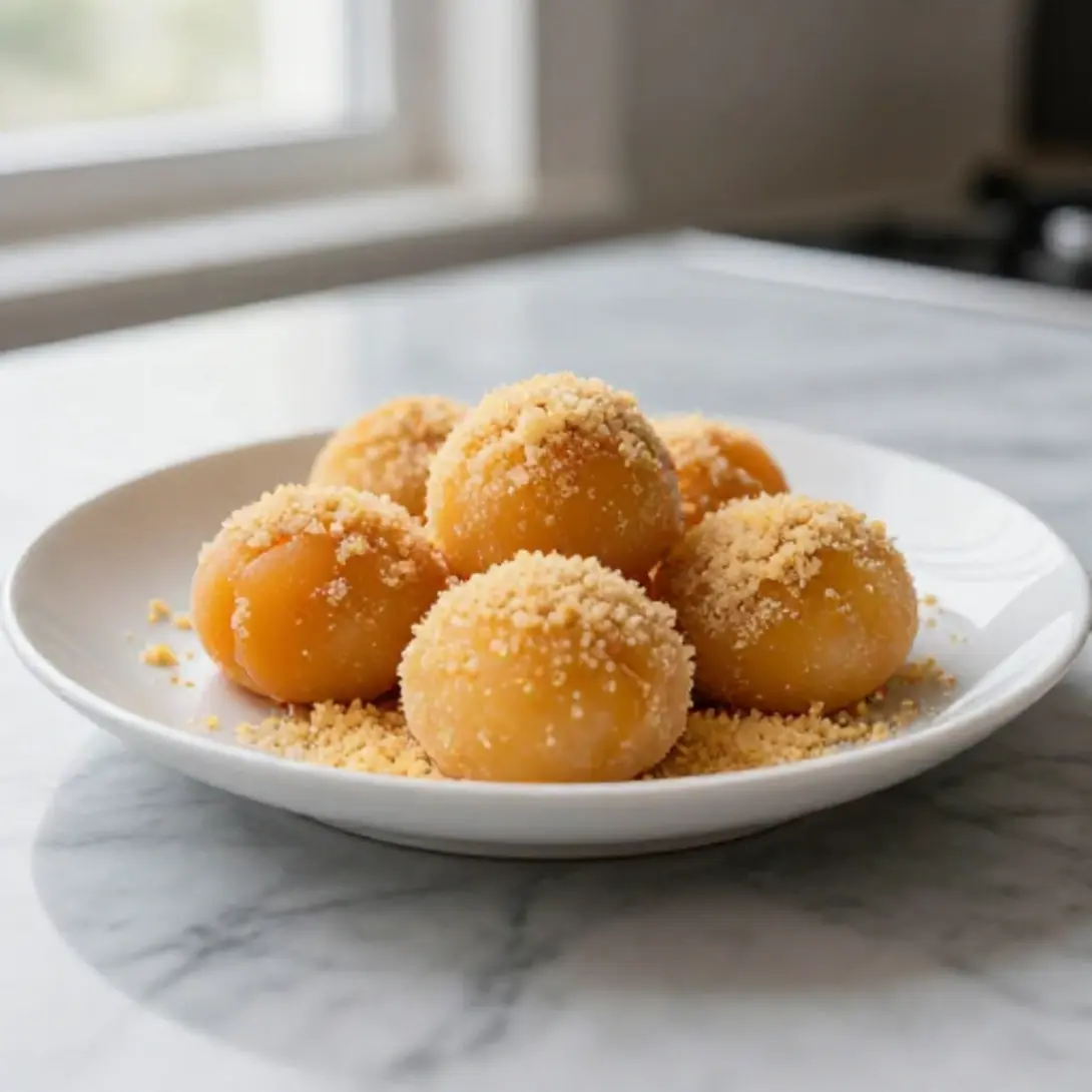 Saftige Marillenknödel im Airfryer gebacken.