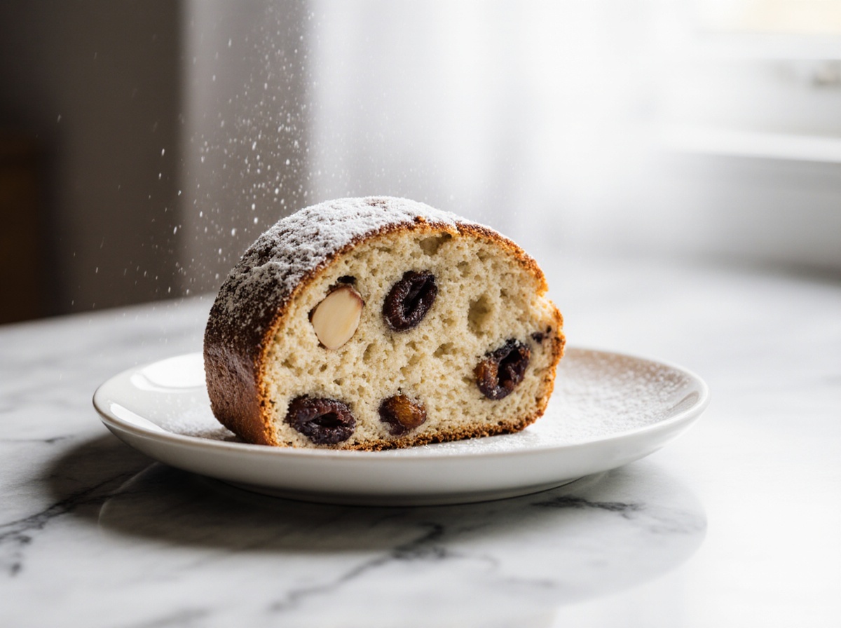 Leckerer Marzipan-Stollen, perfekt zubereitet in der Heißluftfritteuse.