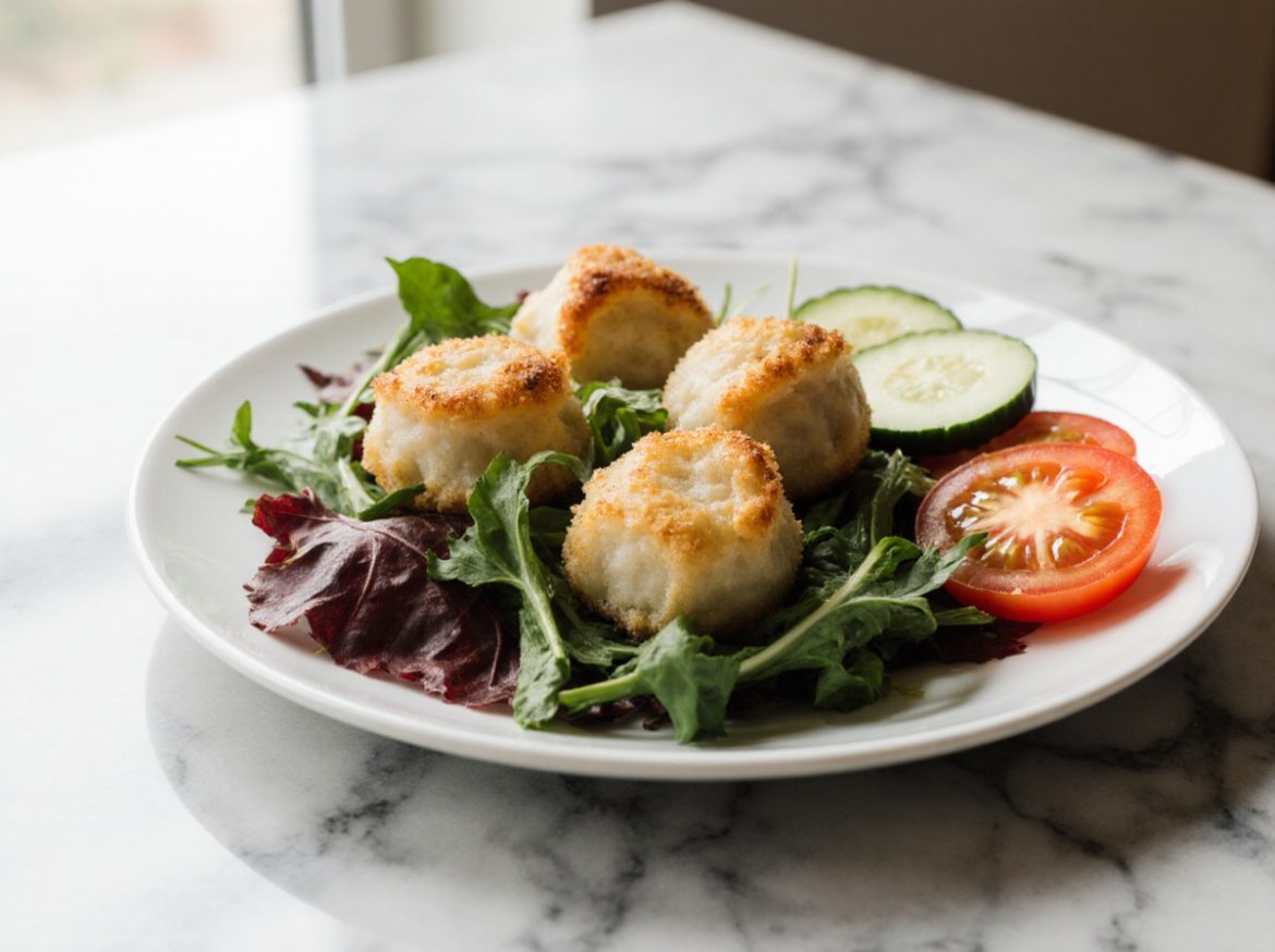 Leckerer Maultaschensalat aus der Heißluftfritteuse.