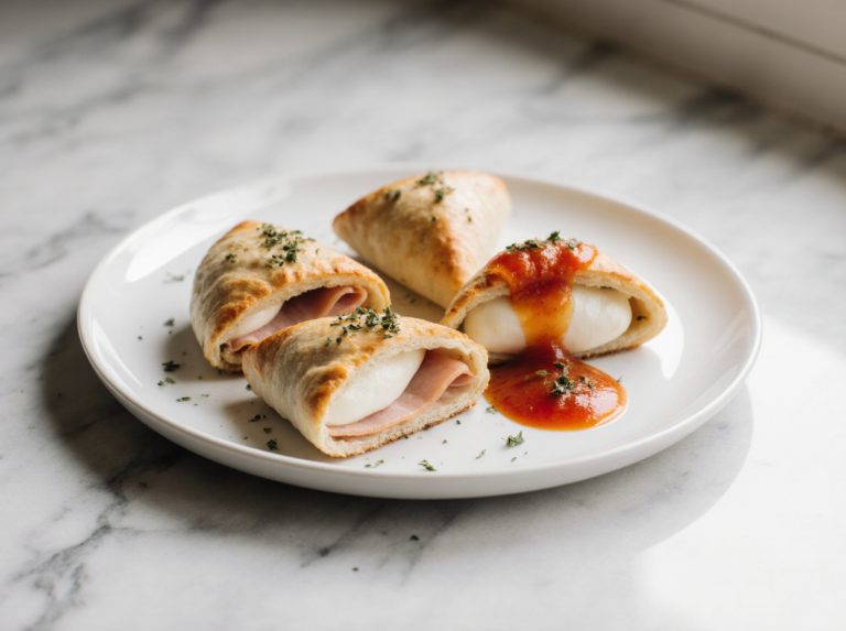 Leckere Mini-Calzones aus der Heißluftfritteuse frisch zubereitet.