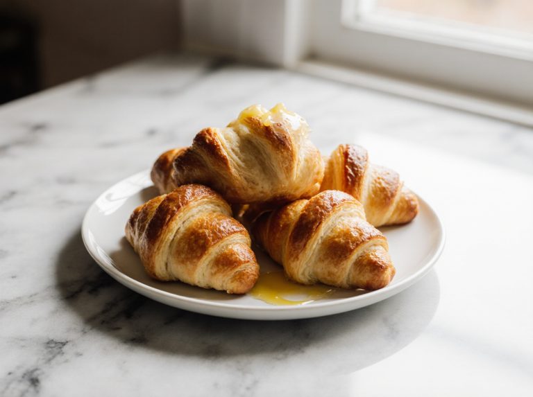 Mini-Croissants aus der Heißluftfritteuse frisch gebacken.