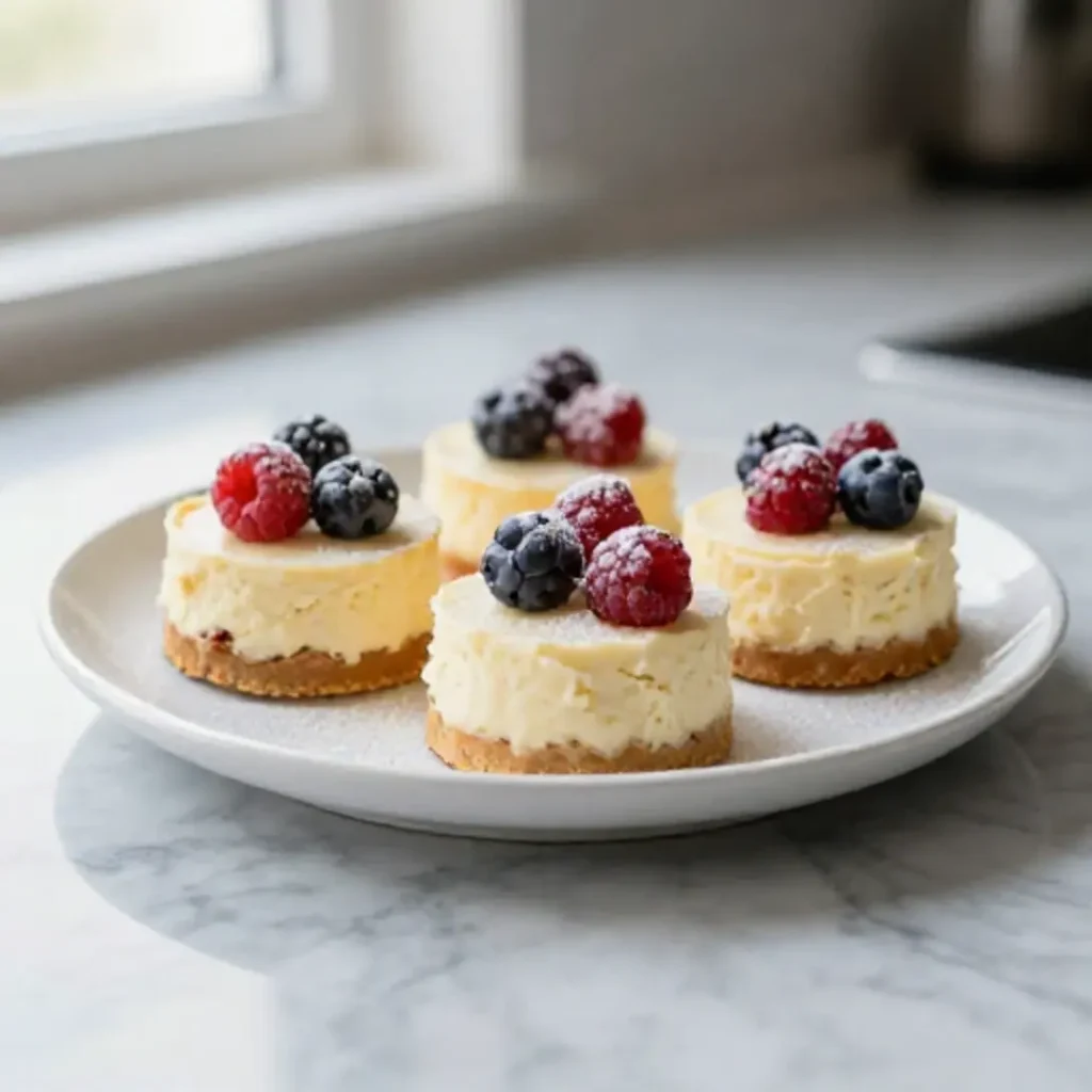 Mini-Käsekuchen im Airfryer backen, zart und cremig.