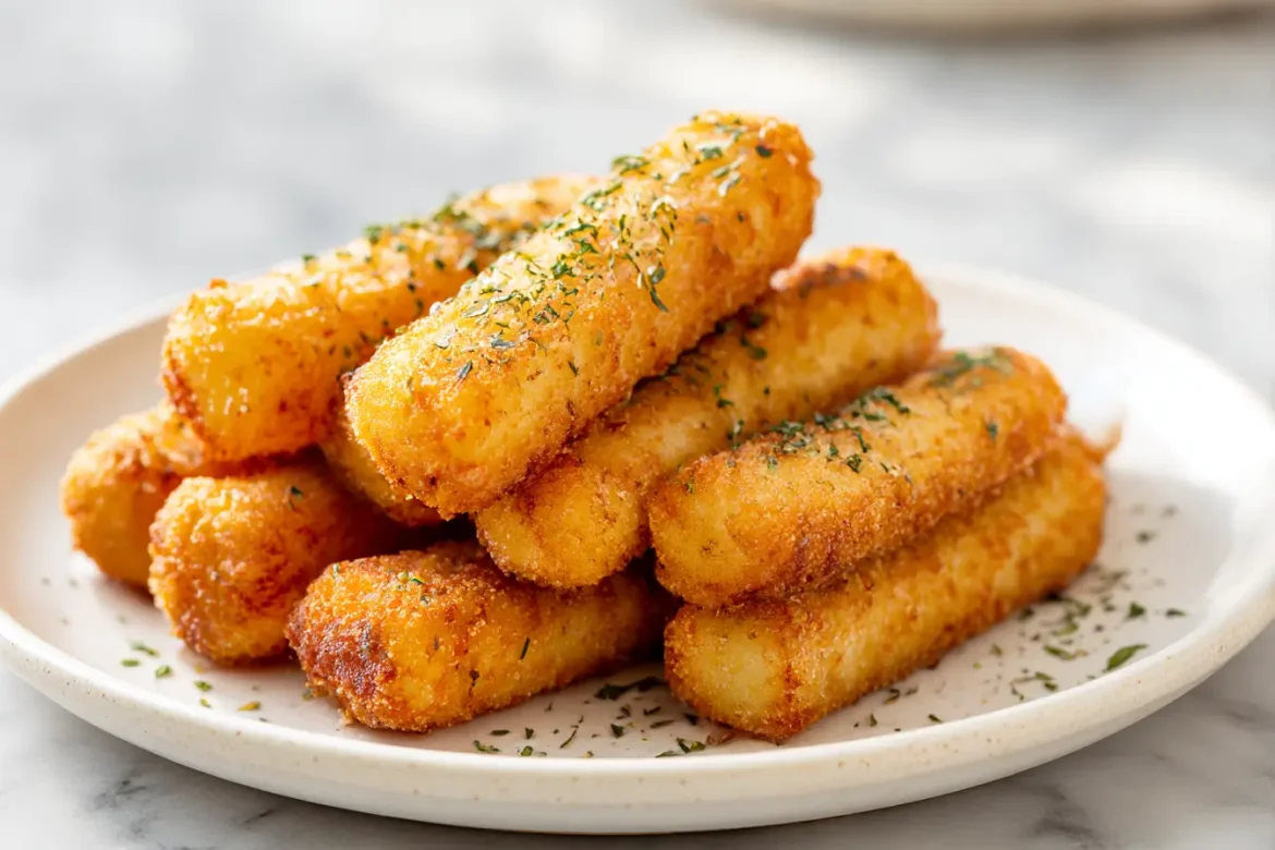 Mozzarella-Sticks im Airfryer, knusprig und lecker zubereitet.