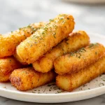 Mozzarella-Sticks im Airfryer, knusprig und lecker zubereitet.
