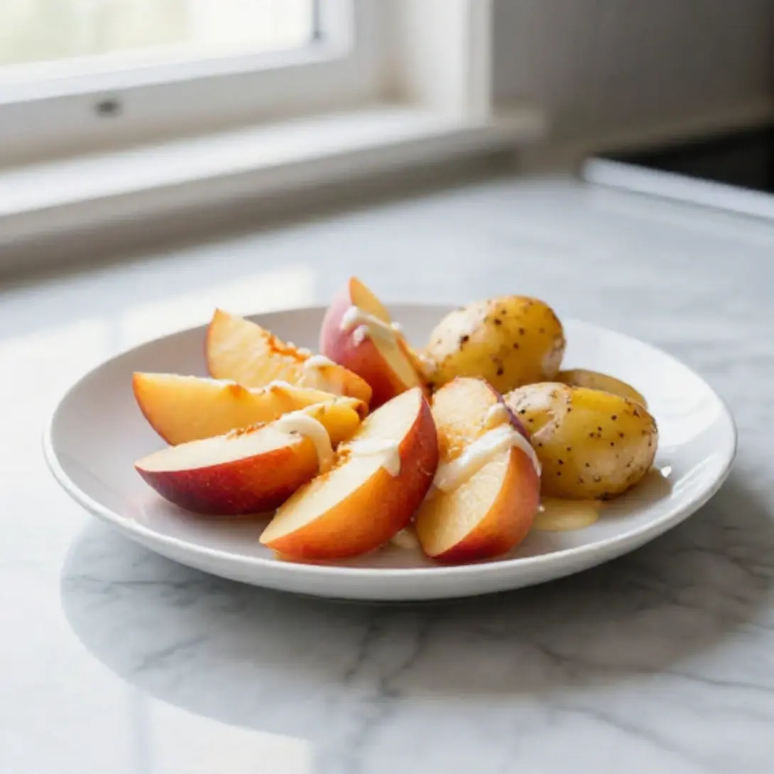 Leckere Nektarinen aus der Heißluftfritteuse, frisch zubereitet.