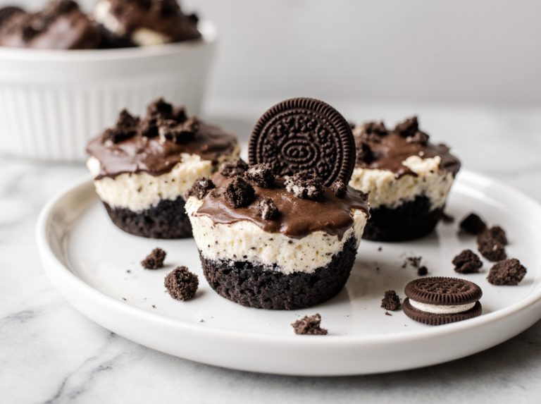 Oreo Käsekuchen Muffins frisch zubereitet in der Heißluftfritteuse.