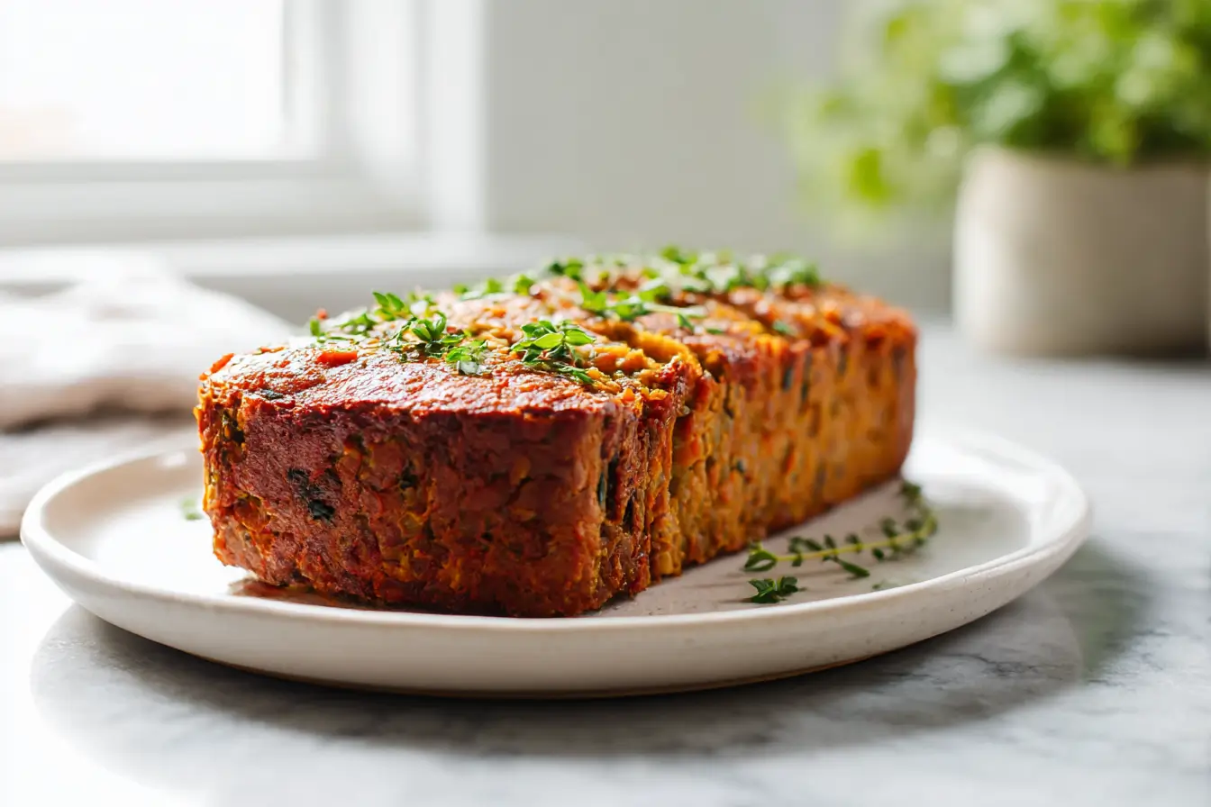 Orientalischer Linsenbraten, zubereitet in der Heißluftfritteuse.