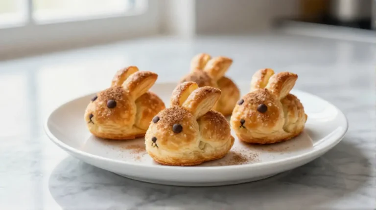Oster-Häschen aus Blätterteig, frisch zubereitet im Airfryer.