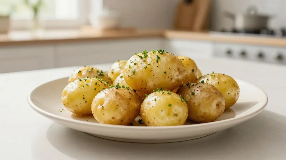Leckere Petersilienkartoffeln, goldbraun und knackig aus dem Airfryer.