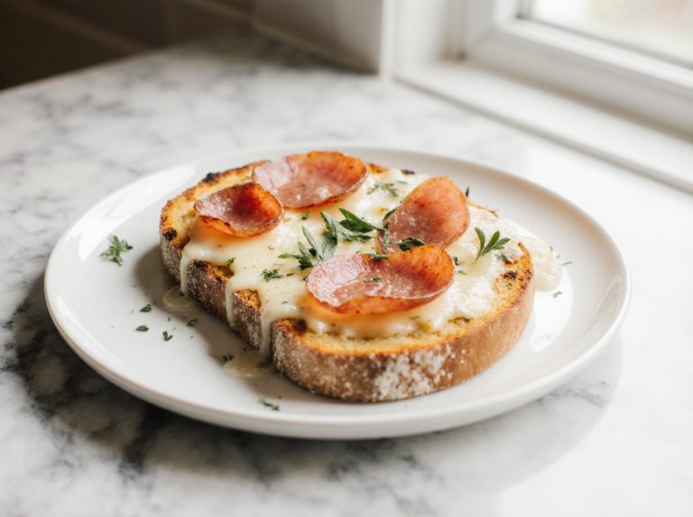Leckerer Pizza-Toast aus der Heißluftfritteuse.