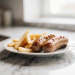 Leckere Pommes Bratwurst im Airfryer