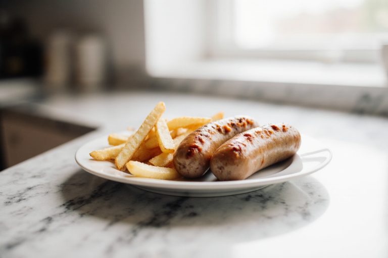 Leckere Pommes Bratwurst im Airfryer