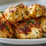 Leckere Protein-Bällchen aus Hüttenkäse im Airfryer zubereitet.