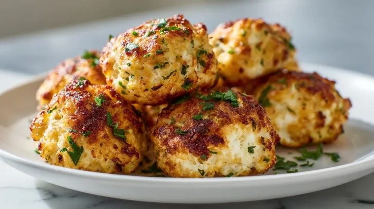 Leckere Protein-Bällchen aus Hüttenkäse im Airfryer zubereitet.