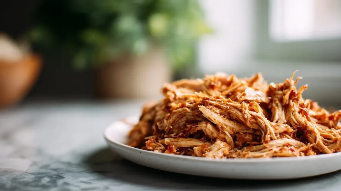 Pulled Chicken im Airfryer – saftig und voller Geschmack.