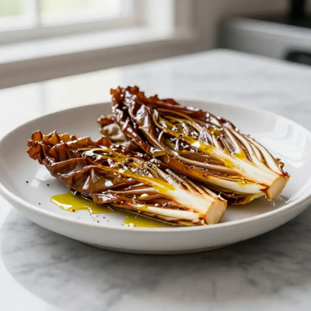 Knuspriger Radicchio aus der Heißluftfritteuse, ein Genuss auf jedem Teller.