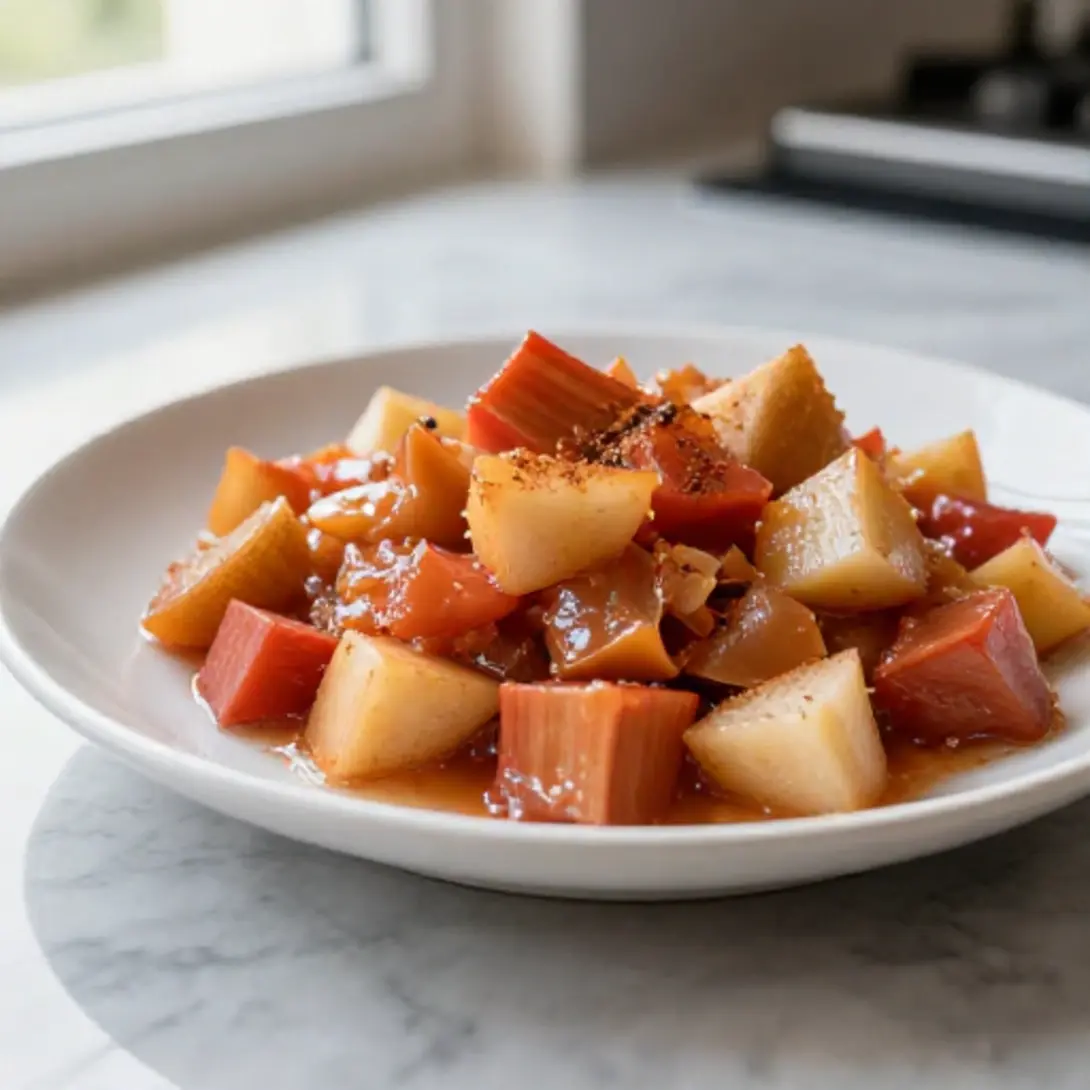 Leckeres Rhabarber-Apfel-Kompott im Airfryer zubereitet