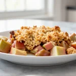 Rhabarber-Crumble in der Heißluftfritteuse – ein köstliches und einfaches Rezept.