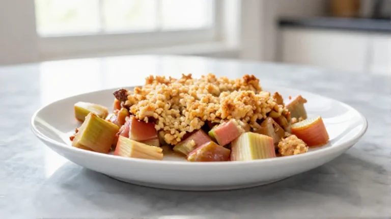 Rhabarber-Crumble in der Heißluftfritteuse – ein köstliches und einfaches Rezept.