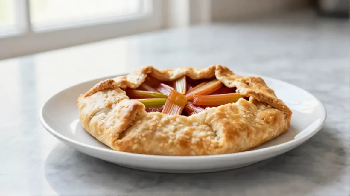 Leckere Rhabarber-Galette frisch aus der Heißluftfritteuse.