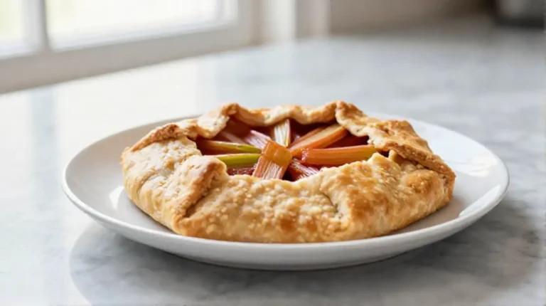 Leckere Rhabarber-Galette frisch aus der Heißluftfritteuse.