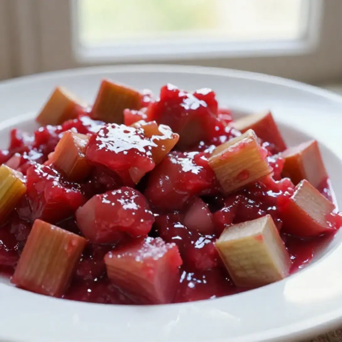 Hausgemachtes Rhabarber-Kompott, gekonnt im Airfryer gemacht.