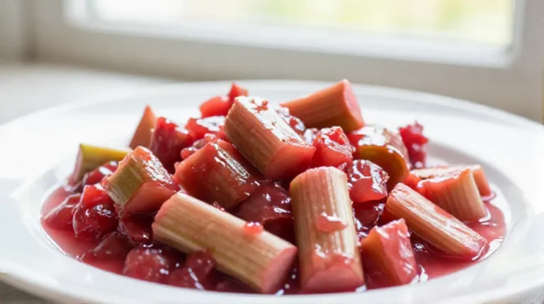 Leckeres Rhabarber-Kompott, das im Airfryer zubereitet wurde.