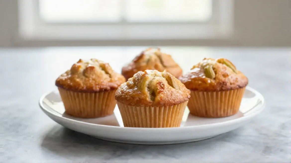 Leckere Rhabarber-Muffins im Airfryer gebacken.