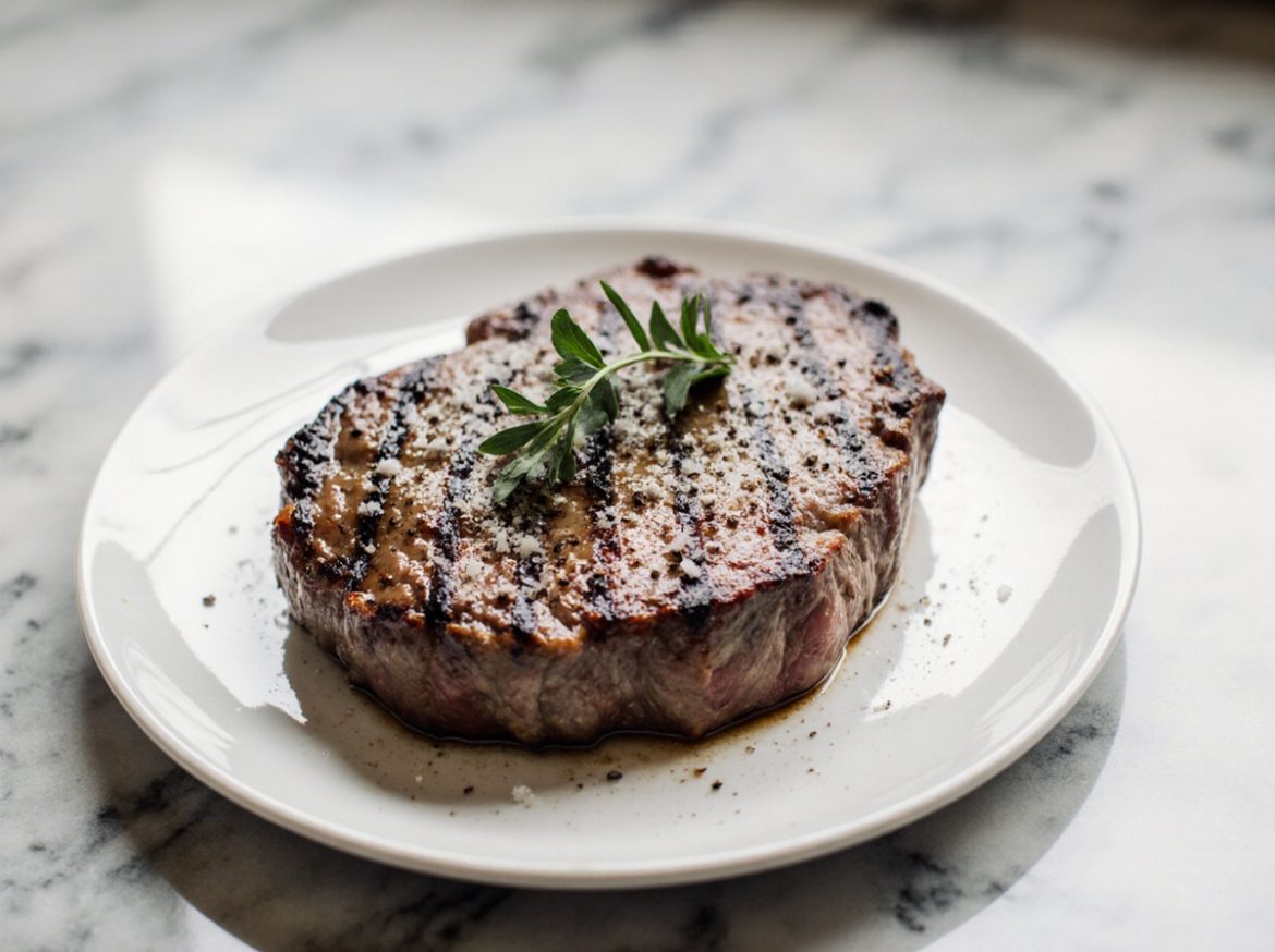 Rindersteak aus der Heißluftfritteuse zubereitet und perfekt gebräunt.