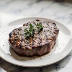 Rindersteak aus der Heißluftfritteuse zubereitet und perfekt gebräunt.