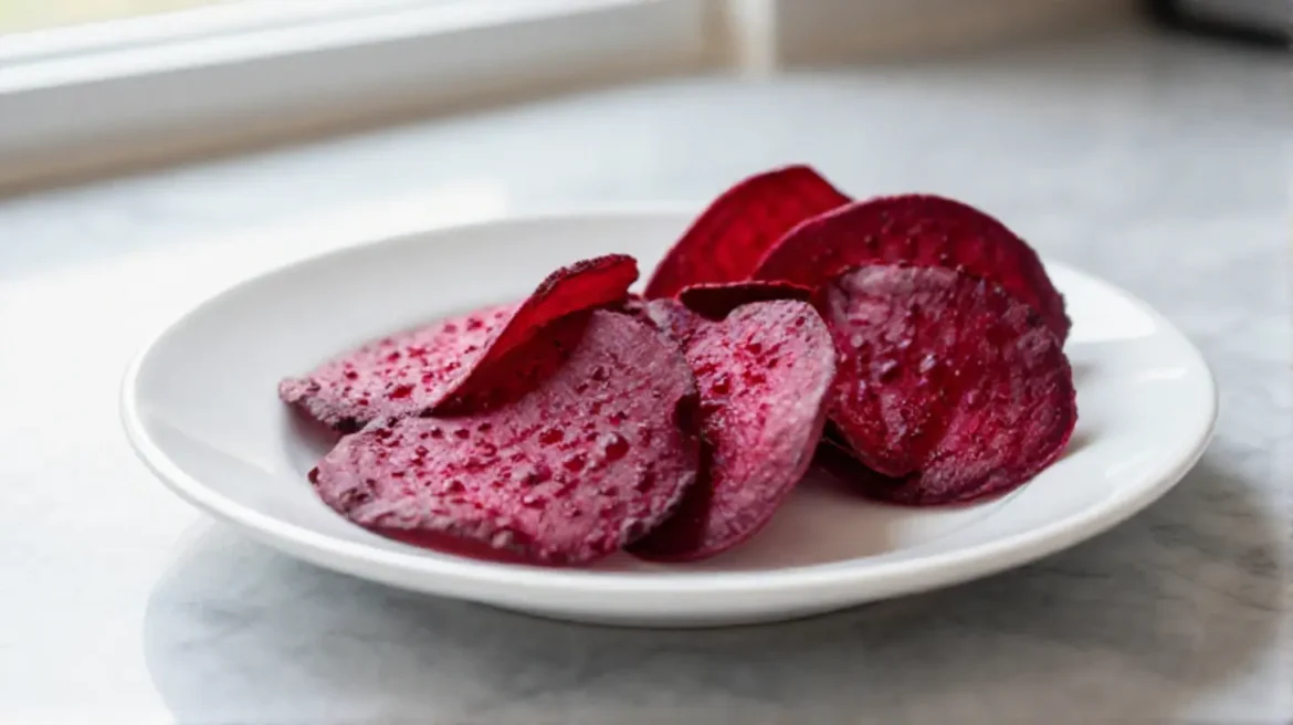 Leckere Rote Bete Chips im Airfryer zubereitet.