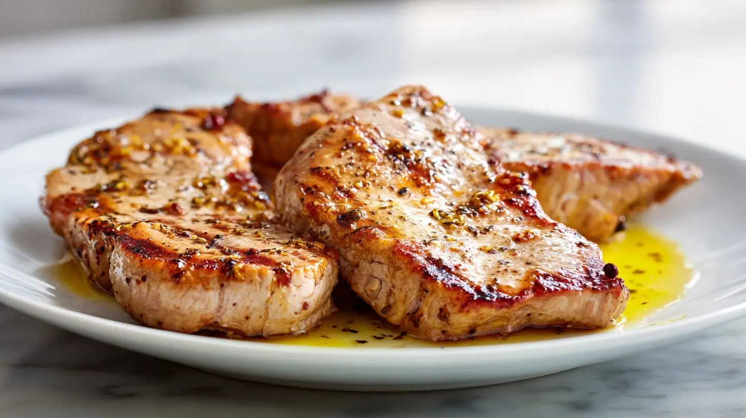 Saftiges Putensteak zubereitet in der Heißluftfritteuse.