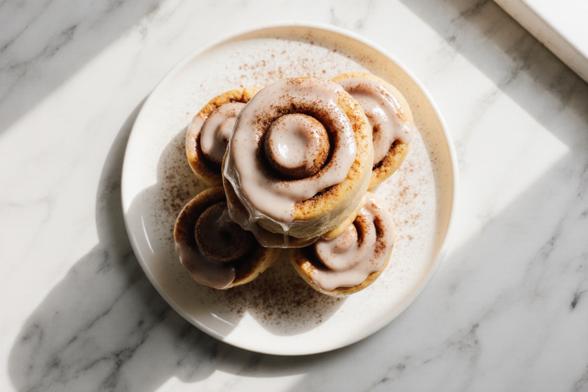 Schnelle Zimtschnecken aus der Heißluftfritteuse frisch gebacken.