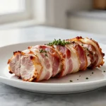 Saftiges Schweinefilet im Speckmantel aus dem Airfryer.