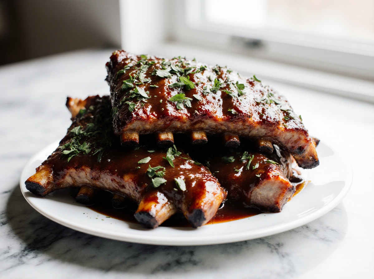 Spareribs aus der Heißluftfritteuse sind knusprig und lecker.